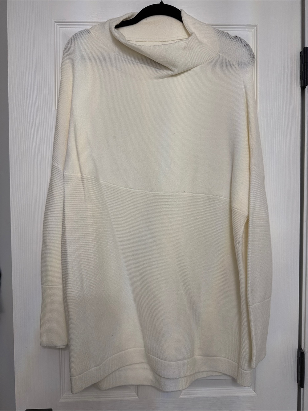 Cream Cozy Funnel Neck Women's Sweater Dress